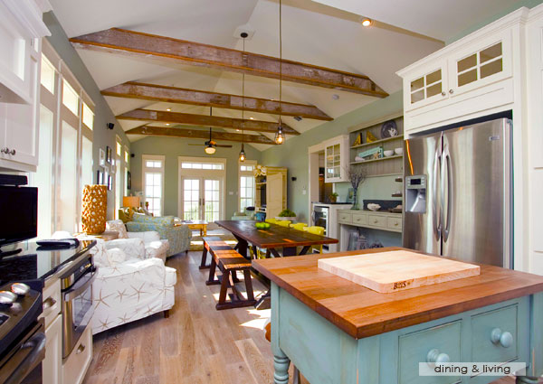 kitchen and living area